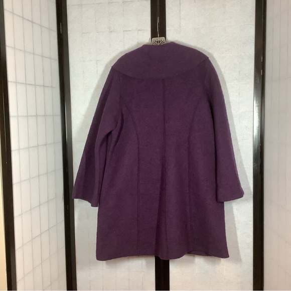 Jaskar Coat Wool Purple Artsy Round Accent Collar Flower Toggle Button Pockets - Picture 3 of 10